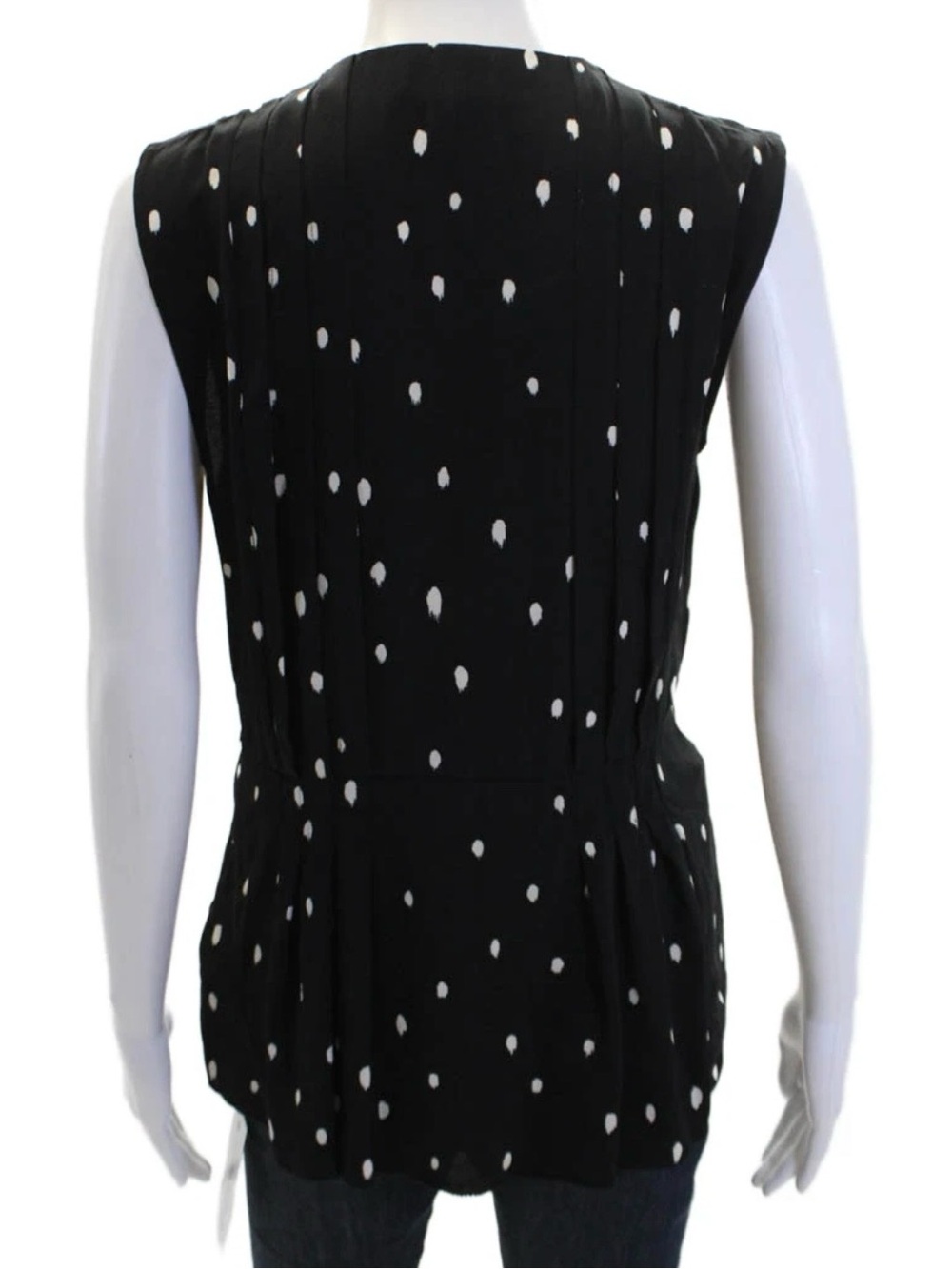 3.1 Phillip Lim Silk Sleeveless Top in Black with White Dot Pattern Size 6 - Picture 3 of 6